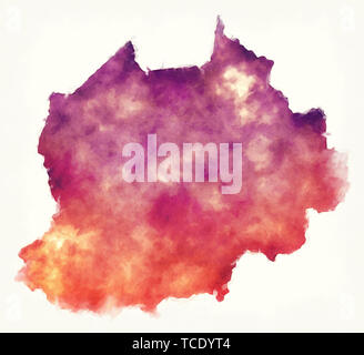 North West Province Cameroun carte aquarelle illustration Banque D'Images