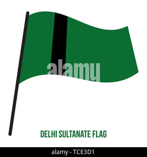 Sultanat de Delhi (1235-1554) Drapeaux Vector Illustration sur fond blanc. Un drapeau vert foncé avec une bande noire à gauche du Centre. Banque D'Images