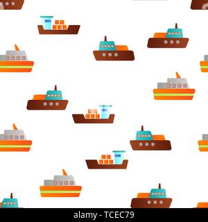 Ferry, bateau et navire Vector Pattern transparente Illustration de Vecteur
