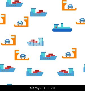 Ferry, bateau et navire Vector Pattern transparente Illustration de Vecteur