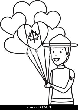 Avec l'hélium ballons drapeau canadien et ranger Illustration de Vecteur