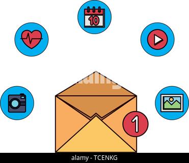 Mail enveloppe avec compteur et menu Apps Illustration de Vecteur