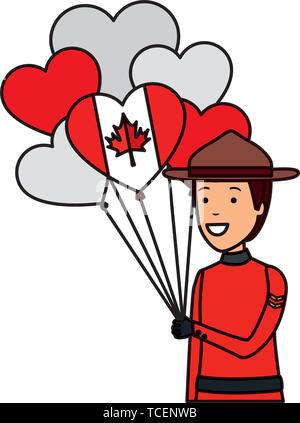 Avec l'hélium ballons drapeau canadien et ranger Illustration de Vecteur