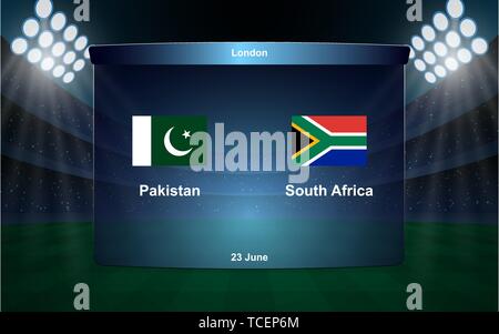 L'Afrique du Sud contre le Pakistan cricket diffusion tableau de bord modèle graphique Illustration de Vecteur