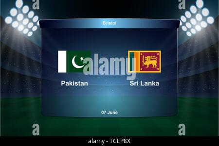 Le Pakistan contre le Sri Lanka cricket diffusion tableau de bord modèle graphique Illustration de Vecteur