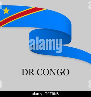 Forme un ruban ou une bannière avec un drapeau de la RD du Congo. Modèle pour la conception de l'affiche de la fête de l'indépendance Illustration de Vecteur