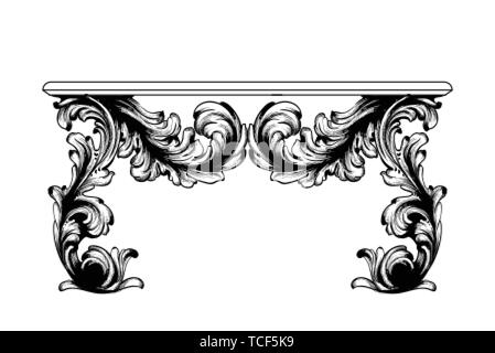 Table Baroque vecteur. Meubles de style impérial. Vintage design Illustration de Vecteur