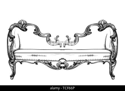 Banc Baroque vecteur. Meubles de style impérial. Vintage design Illustration de Vecteur