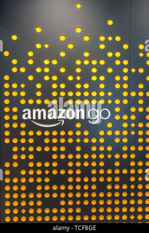 Amazon Store, rendez-vous sur la chaîne américaine de supermarchés automatisé sans numéraire, supermarché, Seattle, Washington, USA, Amérique du Nord Banque D'Images