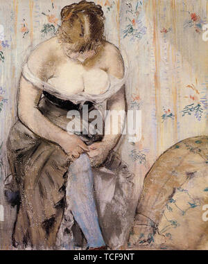 Edouard Manet - Femme fixant son porte-jarretelles 1878 Banque D'Images