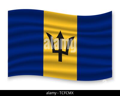 Waving Flag 3D de la Barbade . Modèle pour votre conception Illustration de Vecteur