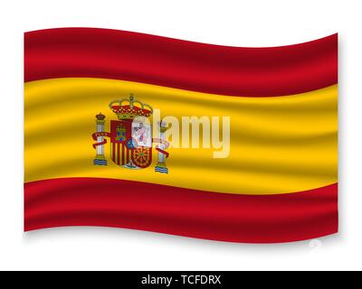 Waving Flag 3D de l'Espagne . Modèle pour votre conception Illustration de Vecteur