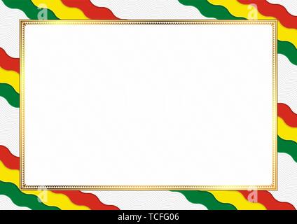 A la frontière avec la Bolivie couleurs nationales. Les éléments de modèle pour votre certificat et diplôme. Orientation horizontale. Vector Illustration de Vecteur