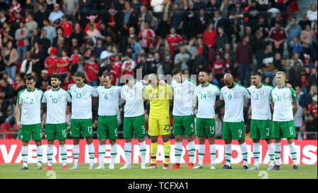 République d'Irlande s'aligner avant l'UEFA Euro 2020 Groupe d match de qualification, à Telia, Parken de Copenhague. Banque D'Images