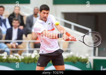 Paris, France. Le 08 juin, 2019. Novak Djokovic la Serbie au cours de l'masculin demi-finale du tournoi de tennis contre Dominic Thiem de l'Autriche à la Roland Garros à Paris, France le 8 juin 2019. (Photo par AFLO) Credit : AFLO Co.,Ltd/Alamy Live News Banque D'Images