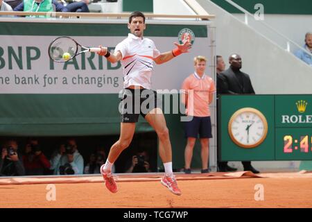 Paris, France. Le 08 juin, 2019. PARIS, SI - 08.06.2019 : ROLAND GARROS 2019 - Novak Djokovic (SRB) dans une correspondance valide pour le tournoi de Roland Garros 2019 s'est tenue à Paris, France. (Photo : André Chaco/Fotoarena) Crédit : Foto Arena LTDA/Alamy Live News Banque D'Images