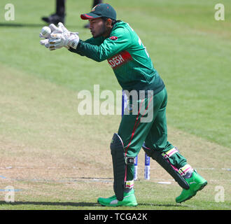 CARDIFF, Pays de Galles. 08 juin 2019 : wicketkeeper Mushfiqur Rahim du Bangladesh saisit la balle au cours de l'Angleterre v Le Bangladesh, l'ICC Cricket World Cup Match à Cardiff, Pays de Galles Stadium, Cardiff, Pays de Galles. Credit : European Sports Agence photographique/Alamy Live News Banque D'Images