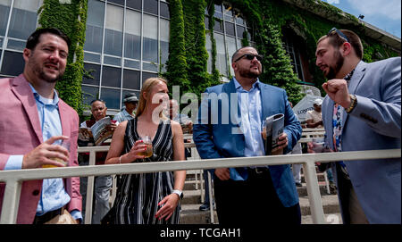 Elmont, NY, USA. 8 juin, 2019. 8 juin 2019 : Fans verre sur Belmont Stakes Festival samedi à Belmont Park à Elmont, New York. Scott Serio/Eclipse Sportswire/CSM/Alamy Live News Banque D'Images