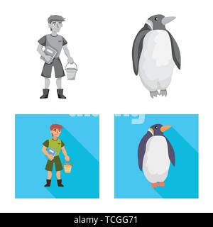 Zookeeper,penguin,homme,blanc,travailleur,mignon,gardien,sauvage,benne,nord,ustensile,hiver,vêtements,Noël,nettoyage,arctique,ordinateur portable,glace,neige,nature,faune,fun,loisirs,parc,zoo safari,animal,flore,forêt,set,icône,,illustration,collection,isolé,design,graphisme,élément,signe, vecteurs vecteur , Illustration de Vecteur