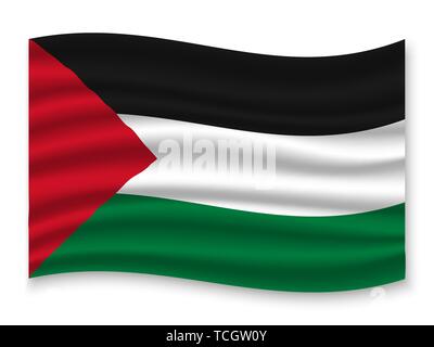 Waving Flag 3D de la Palestine . Modèle pour votre conception Illustration de Vecteur