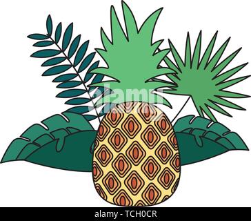 Les fruits tropicaux exotiques feuillage ananas Illustration de Vecteur