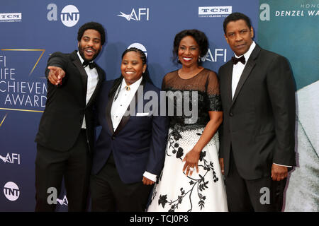 6 juin 2019 - Los Angeles, CA, USA - LOS ANGELES - Oct 6 : John David Washington Washington, Katia, Pauletta Washington, Denzel Washington à l'AFI Honore Denzel Washington au Dolby Theatre Le 6 juin 2019 à Los Angeles, CA (crédit Image : © Kay Blake/Zuma sur le fil) Banque D'Images