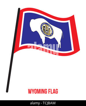 Wyoming (États-Unis De brandir le drapeau de l'État) Vector Illustration sur fond blanc. Drapeau des États-Unis d'Amérique. Banque D'Images