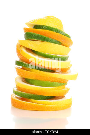 Lime orange et citron close up isolated on white Banque D'Images