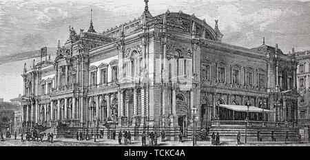 La bourse de Leipzig, 1880, gravure sur bois historique, Allemagne Banque D'Images