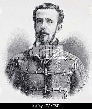 Rudolf, Prince héritier d'Autriche, Rudolf Franz Karl Joseph, né le 21 août 1858, décédé le 30 janvier 1889, 1880, gravure sur bois historique, Autriche Banque D'Images