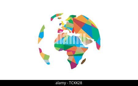 Monde Continents colorés Création Logo Design Illustration des polygones Illustration de Vecteur