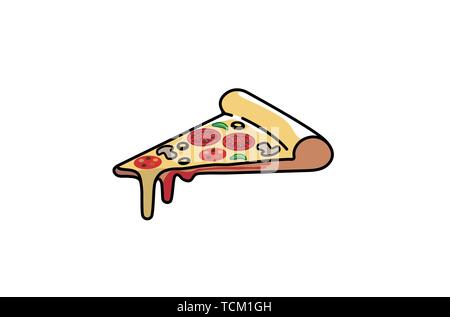 Délicieuse Pizza Slice Symbole Logo Design Illustration vectorielle Illustration de Vecteur
