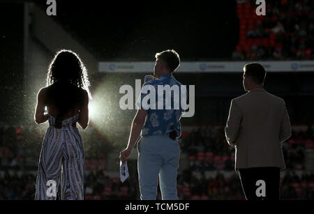 Espérons que Vick, Romaine Kemp et Sonny Jay sur scène pendant l'été de la capitale. Les plus grandes stars du monde en concert pour 80 000 auditeurs de la capitale au stade de Wembley à the UK's biggest summer party. Banque D'Images