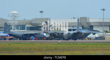 Langkawi, Malaisie - Mar 31, 2019. Station d'avions militaires à l'aéroport de Langkawi (LGK). Banque D'Images