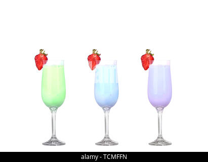 Trois couleur cocktail rafraîchissant sur blanc isoler Banque D'Images