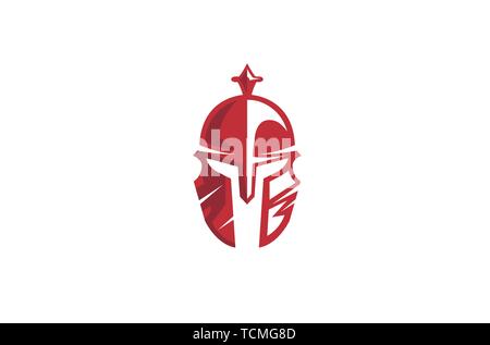 Creative Casque guerrier rouge rayé Symbole Logo Design Vector Illustration Illustration de Vecteur