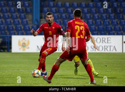 PODGORICA, Monténégro - 07 juin : Aleksandar Scekic du Monténégro au cours de l'UEFA EURO 2020 Un groupe de qualification entre le Monténégro et le Kosovo au stade municipal de Podgorica le 7 juin 2019 à Podgorica, Monténégro MO Media Banque D'Images