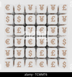 Affaires, finances ou bloc cube, symbole de devise pour la conception de texture ou de fond du titre. 3D render. Banque D'Images