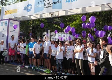 Madrid, Espagne. 09Th Juin, 2019. Le Président par intérim du Gouvernement, Pedro Sanchez, a participé ce dimanche à la VI Course contre la violence de genre à Madrid Crédit : CORDON PRESS/Alamy Live News Banque D'Images