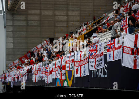 Guimaraes, Portugal. 09Th Juin, 2019. Angleterre fans avant l'UEFA Ligue des Nations Unies la troisième place match Play-Off entre la Suisse et l'Angleterre, à l'Estadio D. Afonso Henriques, le 9 juin 2019 à Guimaraes, Portugal. (Photo de Daniel Chesterton/phcimages.com) : PHC Crédit Images/Alamy Live News Banque D'Images