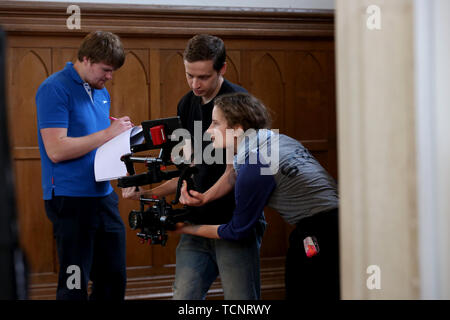 Tournage de l'équipage de caméra à Bognor Regis, West Sussex, Royaume-Uni. Banque D'Images