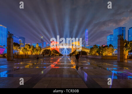 Montrer l'éclairage au Centre Civique de Futian, Shenzhen Banque D'Images