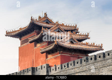 Dai Temple tour d'angle, Tai'an, Shandong Province Banque D'Images