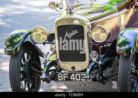 Bedford, Bedfordshire, Royaume-Uni le 2 juin 2019. Fragment de la voiture d'Austin. Austin Motor Company Limited était un fabricant britannique de véhicules à moteur, fondée Banque D'Images