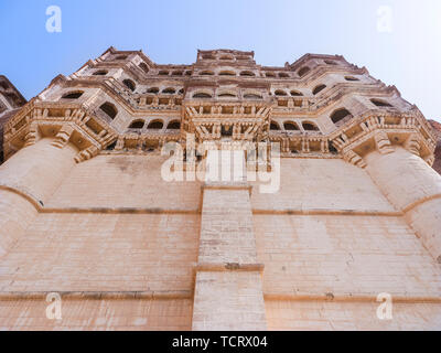 Architectural exquis décor d'Melangal Château, Inde Banque D'Images