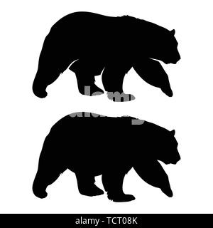 Silhouette d'ours. Noir blanc vector illustration Illustration de Vecteur