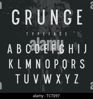 Vintage Grunge Font. Vector Sans Serif Alphabet. Caractère de style rétro Illustration de Vecteur