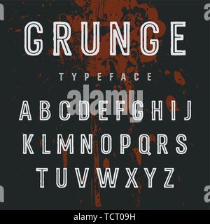 Grunge Font. Vector sans serif alphabet majuscule sur un grunge background. Caractère de style rétro Illustration de Vecteur