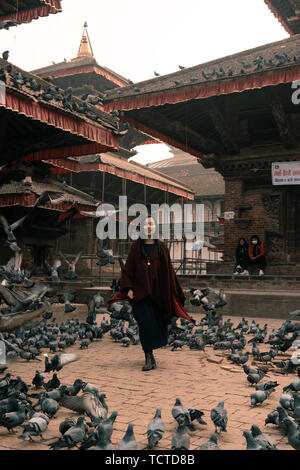 Les pigeons dans Duba Square, Katmandou, Népal Banque D'Images