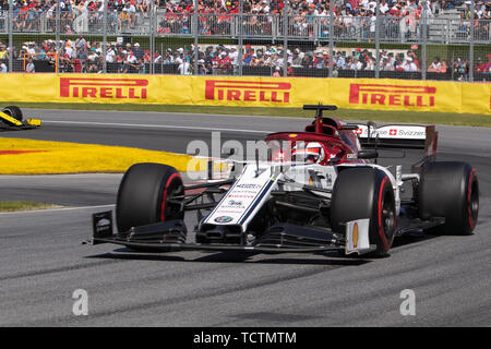 Montréal, Canada. 09Th Juin, 2019. Juin 09, 2019 : Alfa Romeo pilote de course Kimi RÅ ikkÅ¡nen (7) de la Finlande au cours de la Formule 1, Grand Prix de Montréal sur le circuit Gilles Villeneuve à Montréal, Québec, Canada Daniel Lea/CSM Crédit : Cal Sport Media/Alamy Live News Banque D'Images